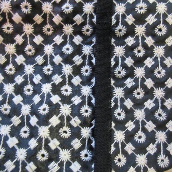 PS MISOOK BLACK+WHITE LIGHTWEIGHT embroidered eyelet JACKET acrylic 3/4 sleeves - Picture 12 of 12